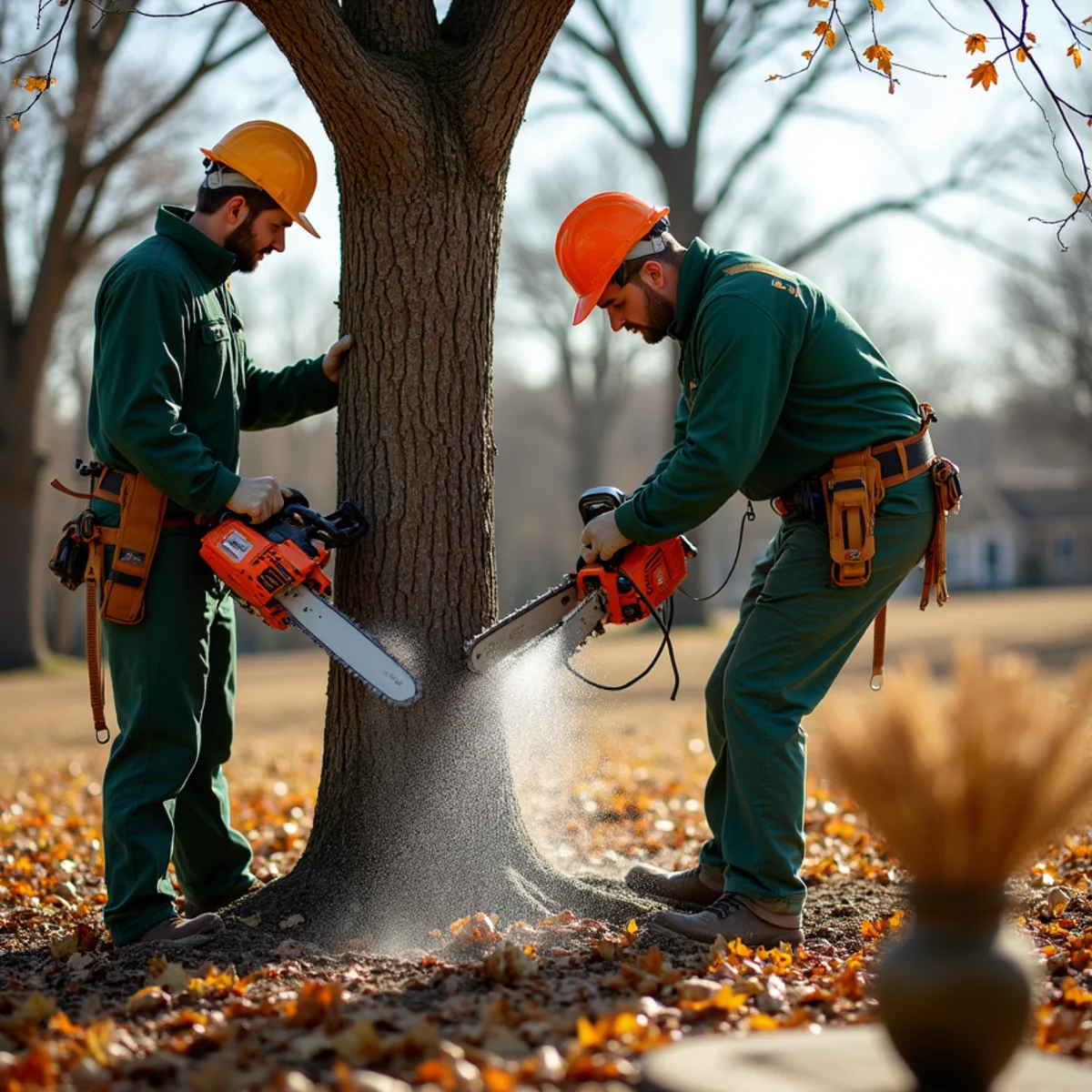 Deep autumn watering session ensuring tree roots enter winter fully hydrated