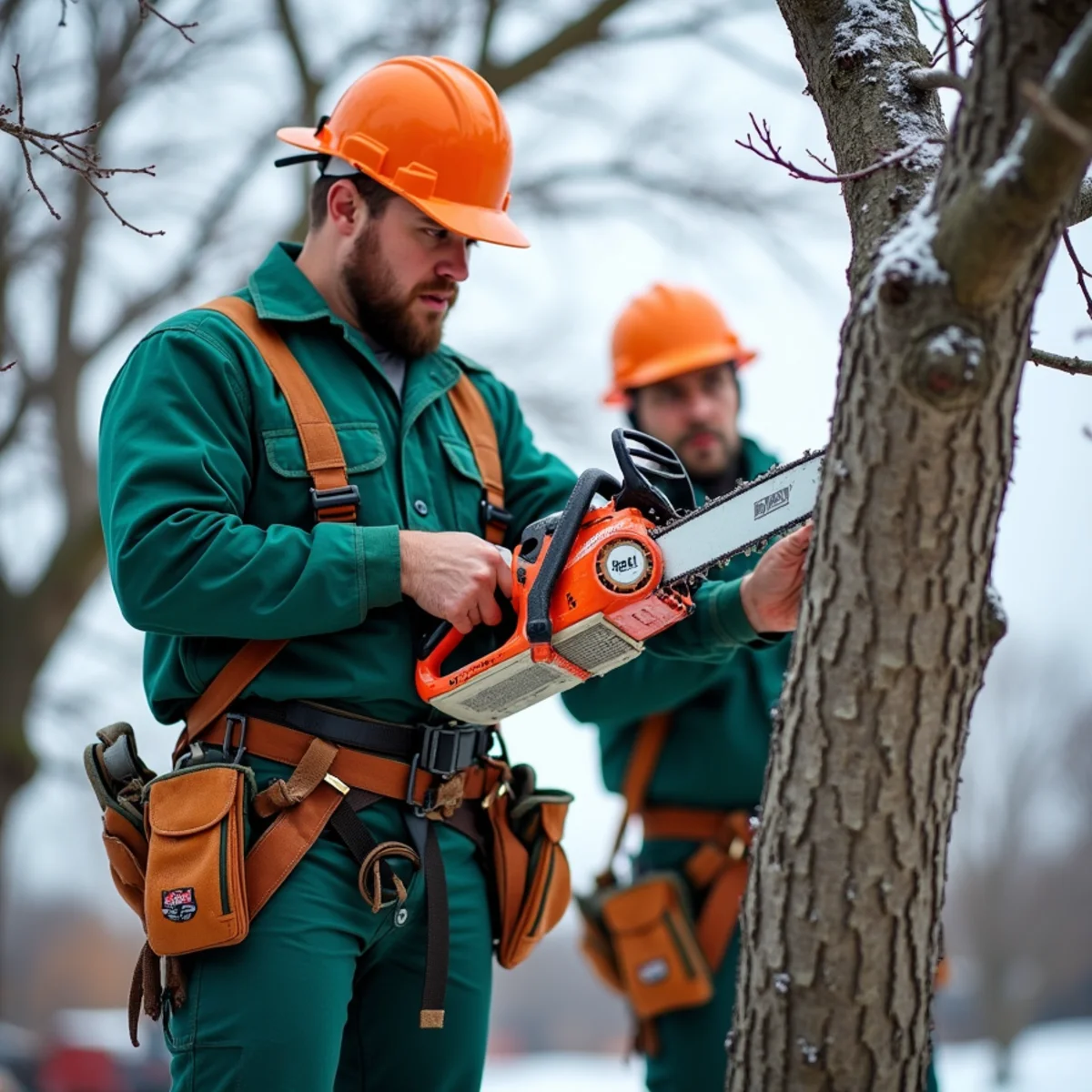 Glaze ice coating tree limbs causing extreme branch weight and splitting