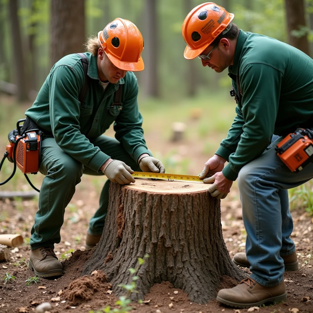 Measuring stump diameter across widest root flare points for pricing