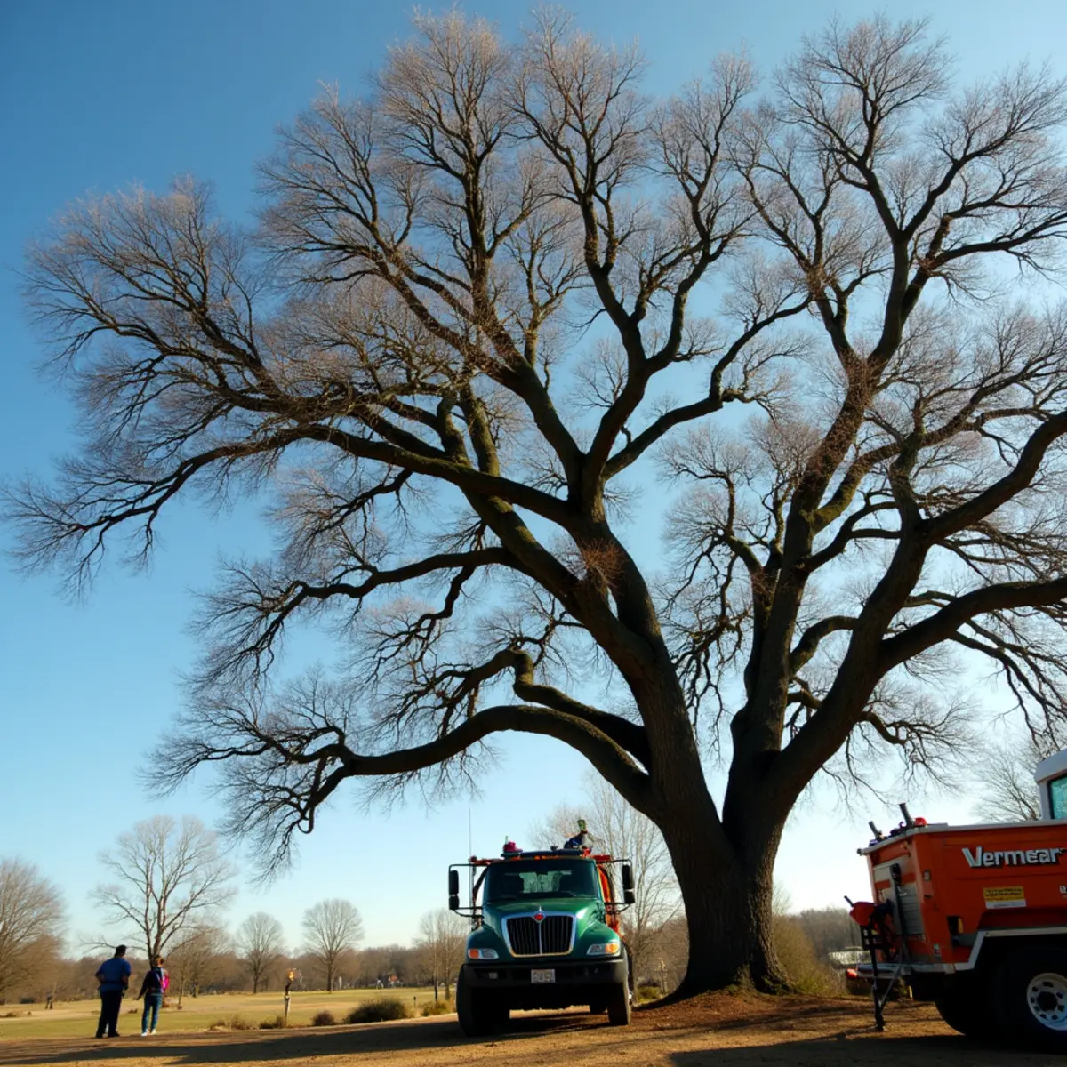 Mature shumard oak canopy thinned according to ANSI A300 standards without tree topping in Oklahoma