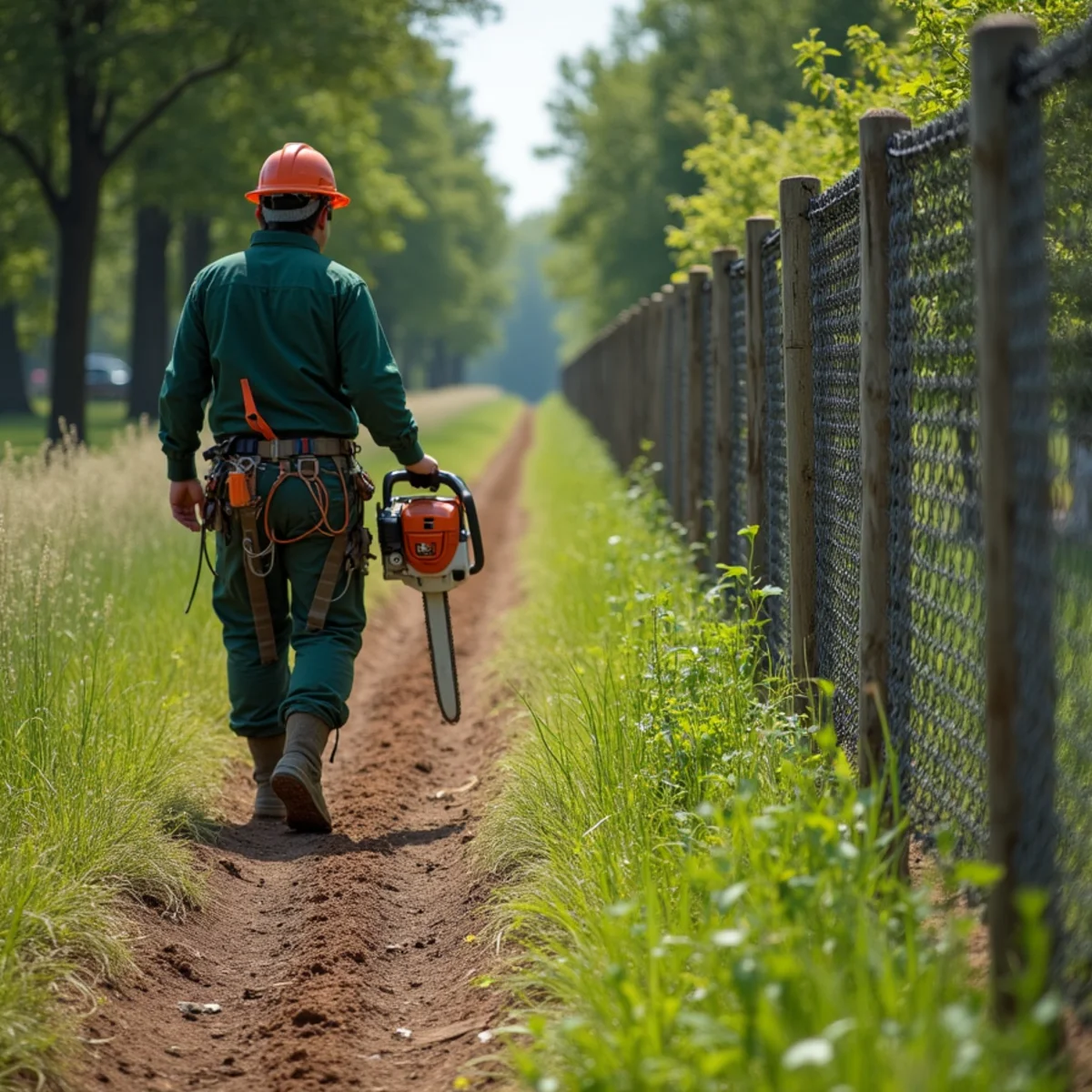Open fence line cleared of brush ready for livestock or new fencing