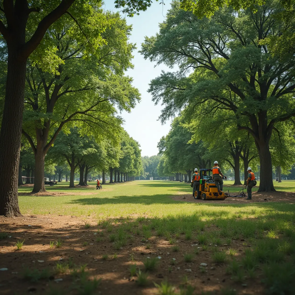 Park-like acreage setting with undergrowth cleared and trees preserved