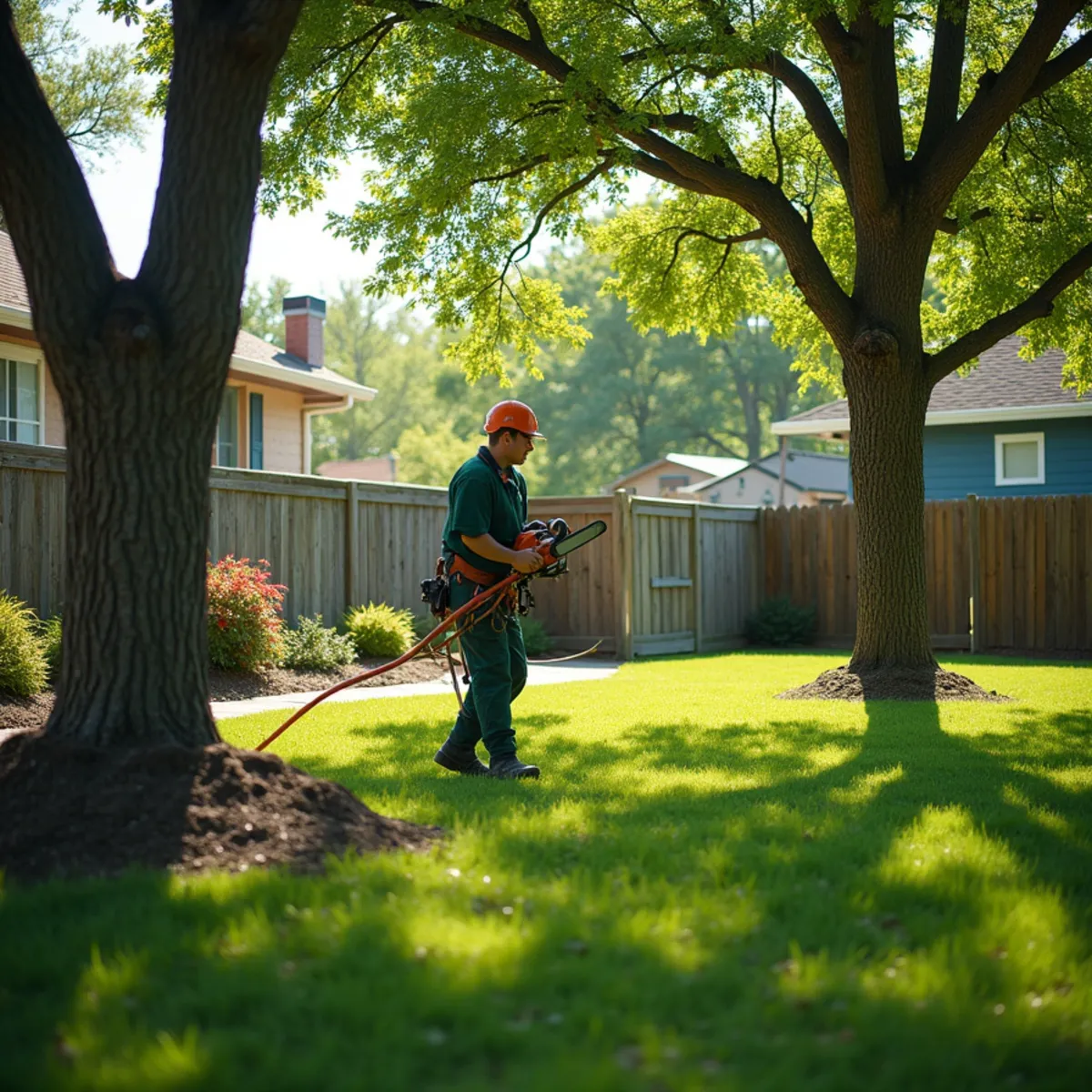 Pristine family yard with vibrant trees, clean lawn, and zero debris