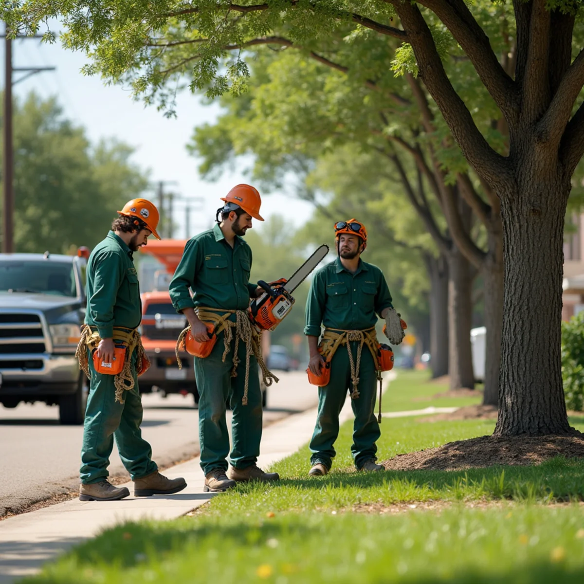 Joice Tree Service crew truck and arborist working in Broken Arrow OK