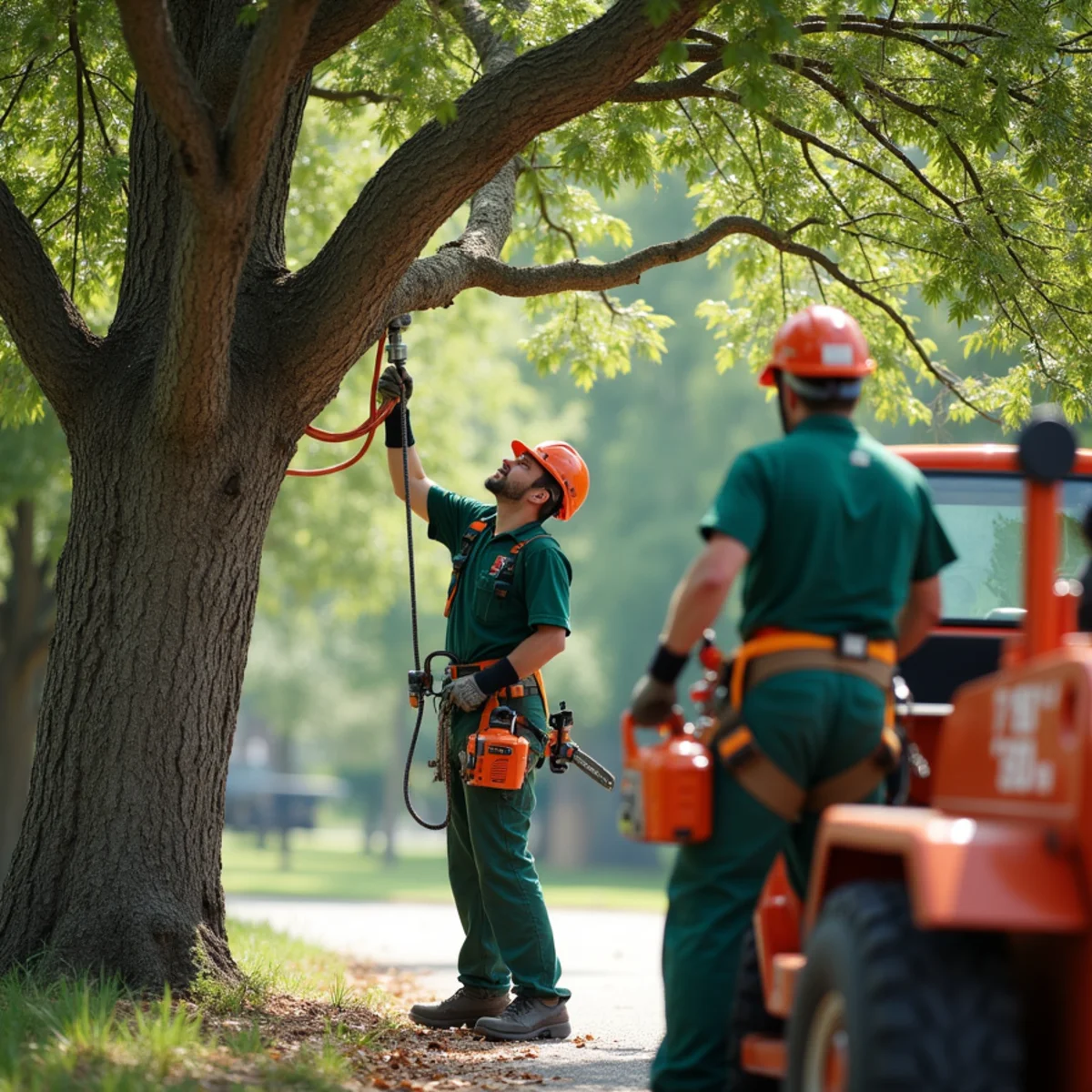 Joice Tree Service crew truck and arborist working in Coweta OK