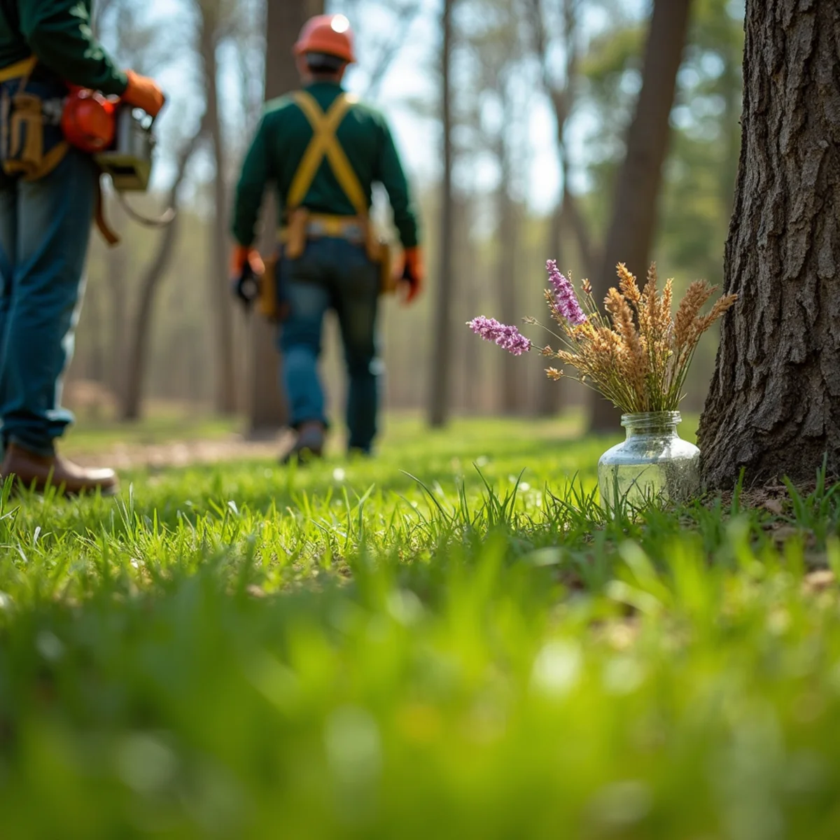 Tree care crew performing restored floodplain turf in Miami Oklahoma