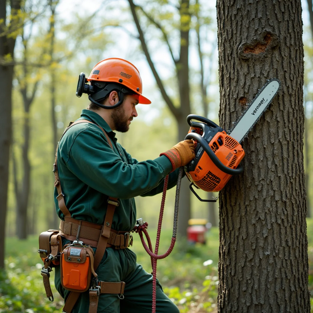 Joice Tree Service crew truck and arborist working in Tahlequah OK
