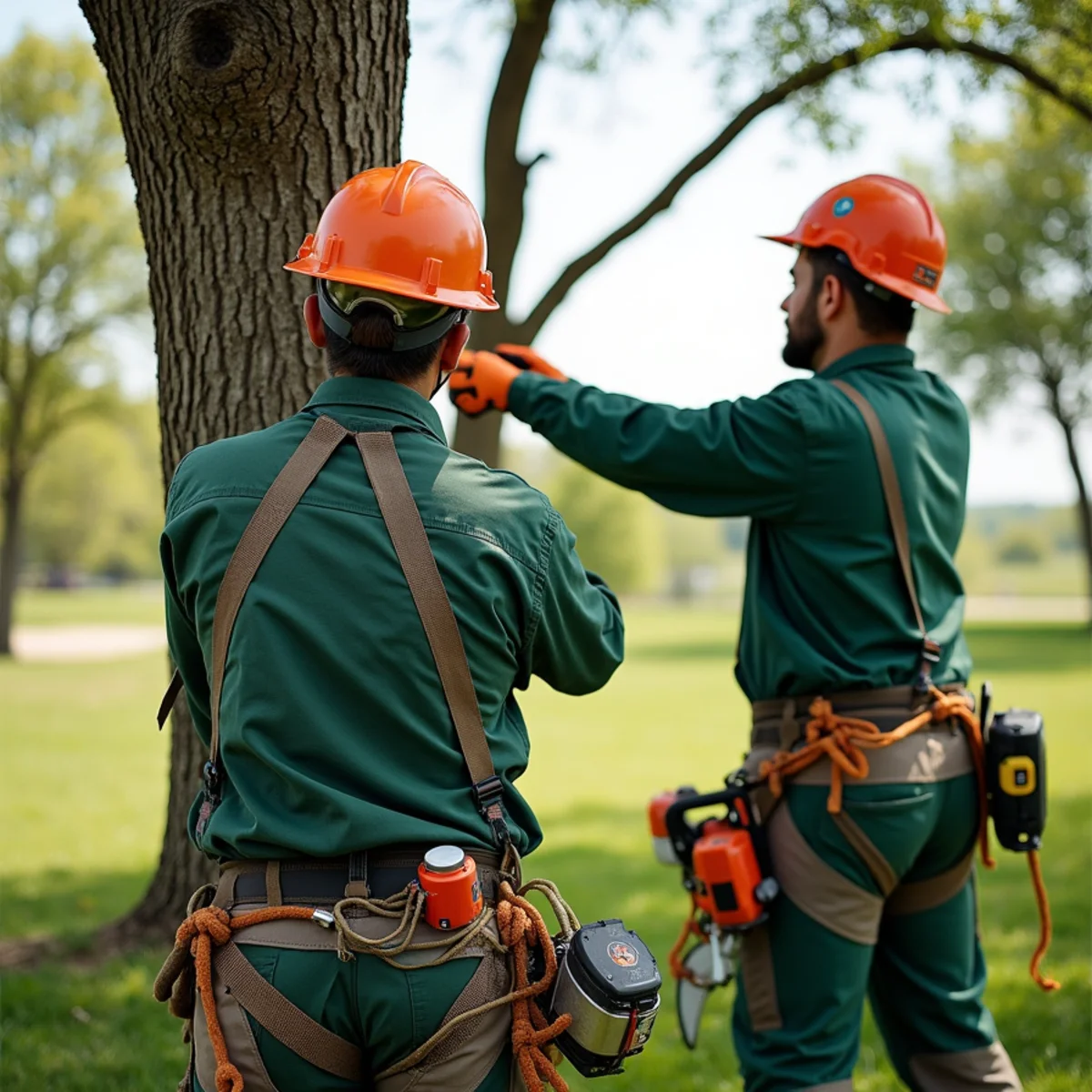 Tree care crew performing prairie wind canopy inspection in Verdigris Oklahoma