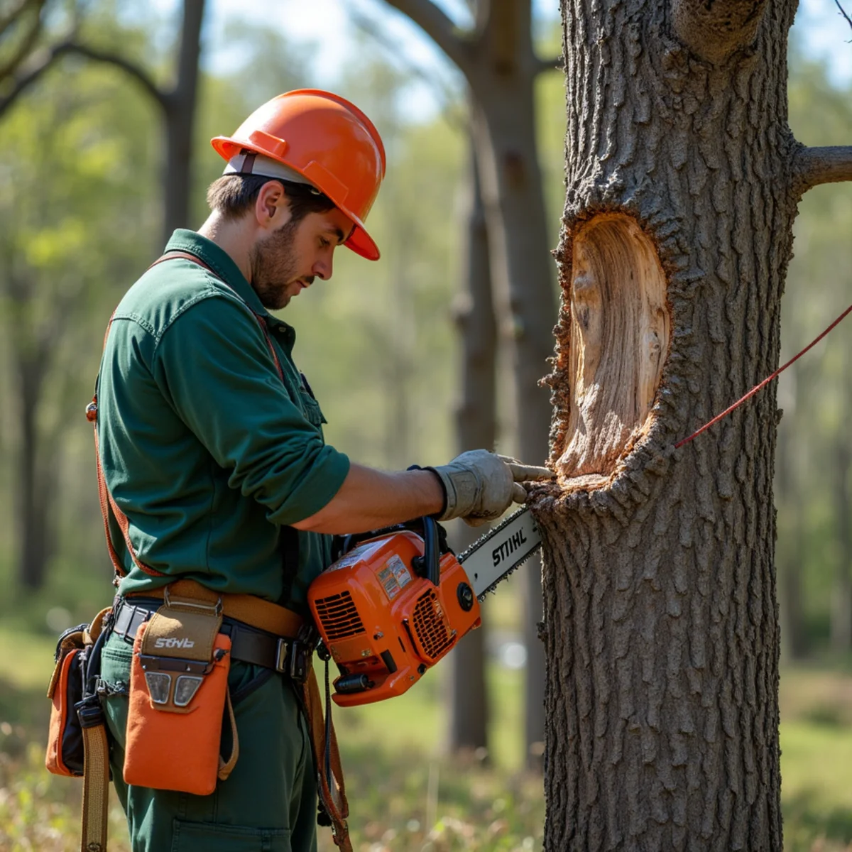 Assessing brittle dead wood and fungal conks before tree removal