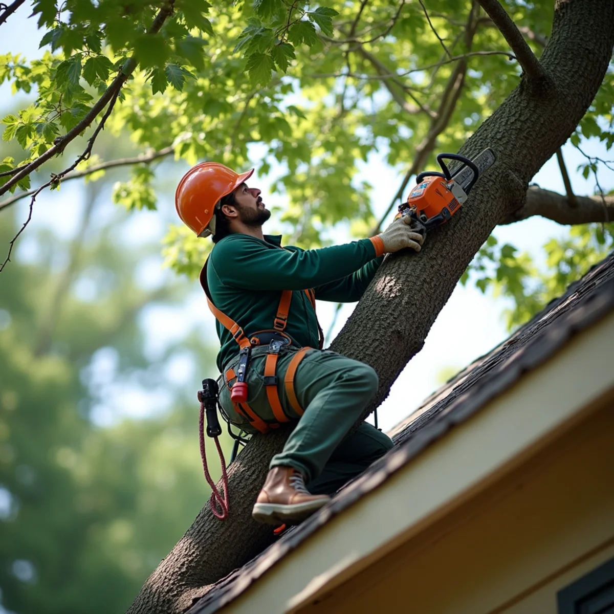 Professional tree service crew performing Roof & House Clearance Trimming in Mayes County OK